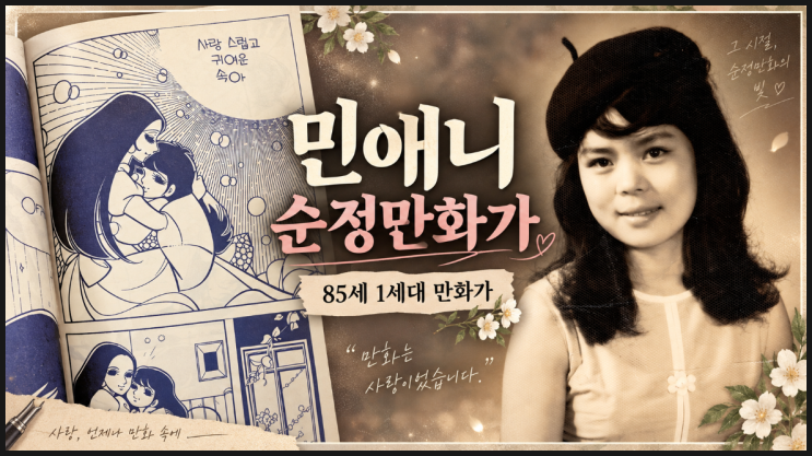 <b>민애니</b> 순정만화가, 85세 현역 작가의 실제 드로잉 영상과 BTS 지민 ....