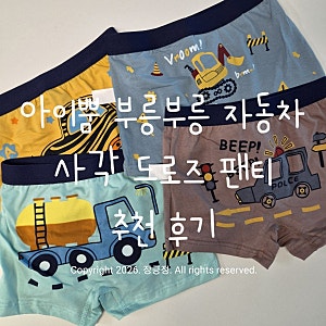 유아 어린이 사각팬티 추천 아이뿜 남아용 부릉부릉 자동차 드로즈 팬티 후기