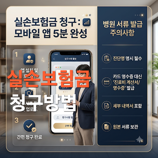 실손보험금청구방법 모바일 앱 5분 완성 및 병원 서류 발급 주의사항