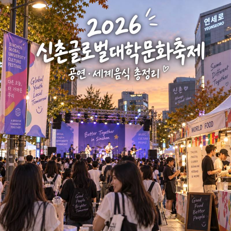 신촌 글로벌대학문화축제 2026 일정 가수라인업 주차 가볼만한곳 추천