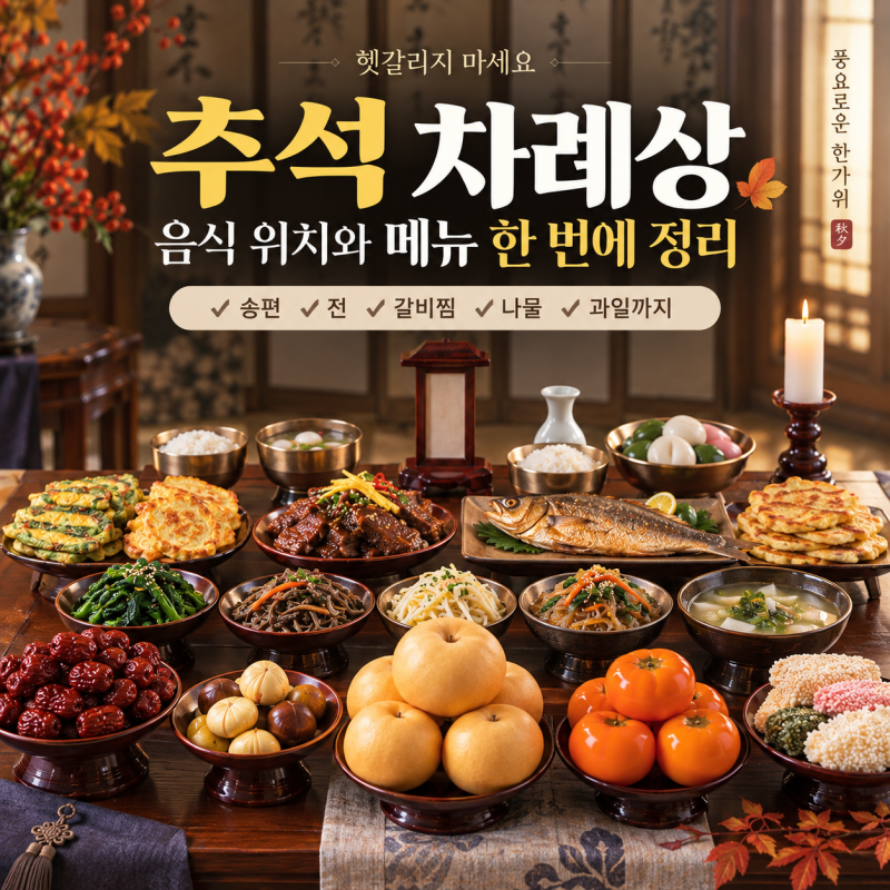 추석 상차림 음식 종류 총정리, 차례상 위치까지 한눈에 보세요