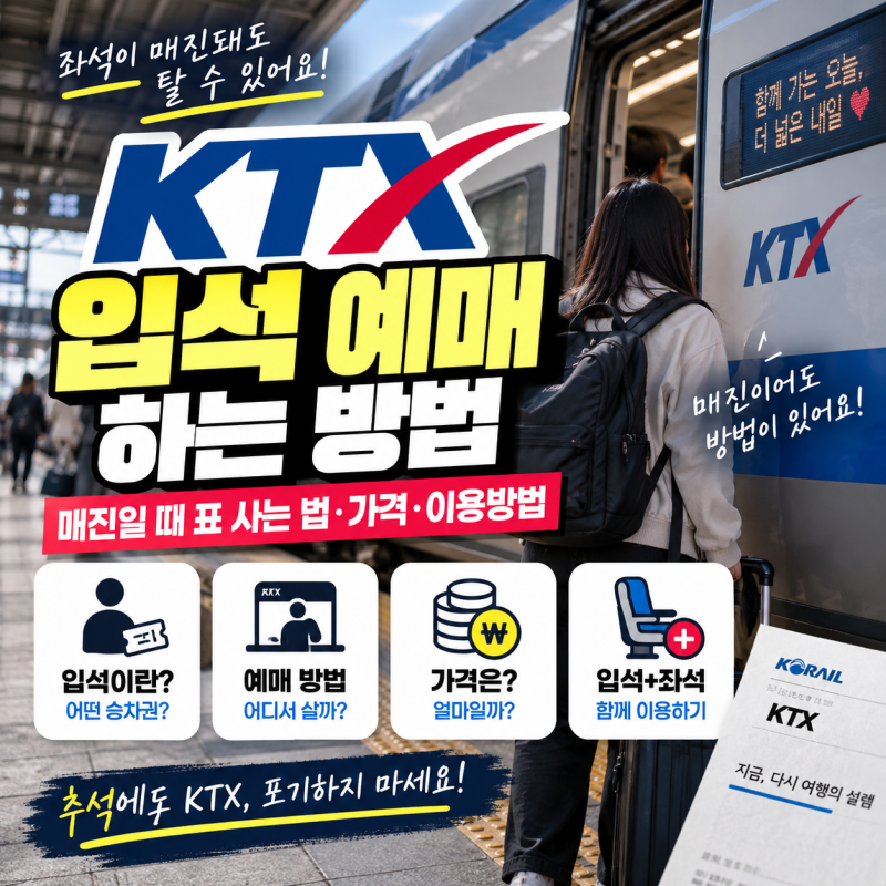 KTX 입석 예매 방법｜매진일 때 표 사는 법·가격·입석+좌석 이용방법