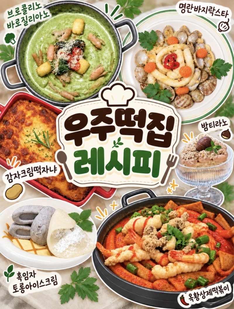 우주떡집 고흥 레시피 대공개!! 바지락스타 브로콜리노 감자크림떡자냐 밤티라노