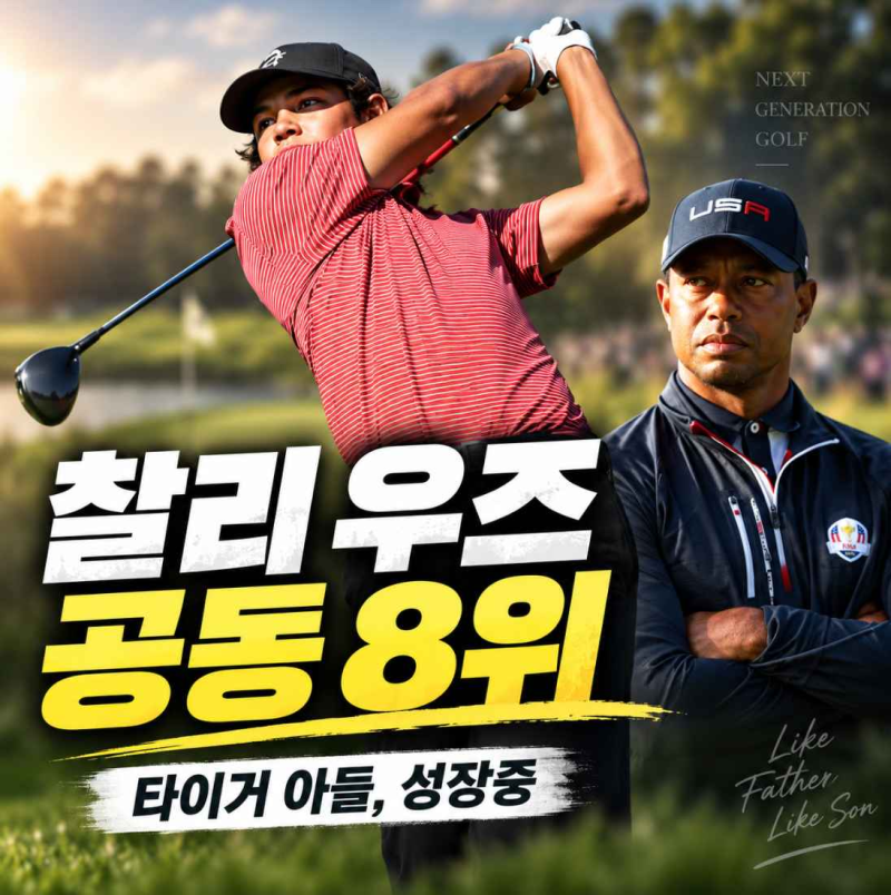 타이거 우즈 아들 찰리, 1년 만에 31위에서 공동 8위로 올라왔다