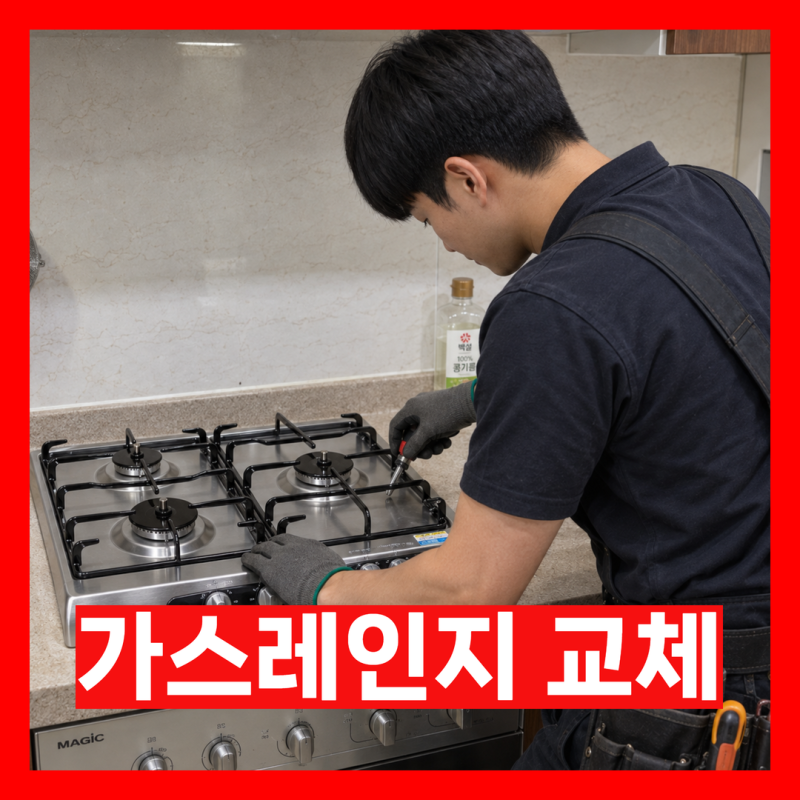 가스레인지 교체 점화되지 않던 노후 제품을 새 제품으로 교체