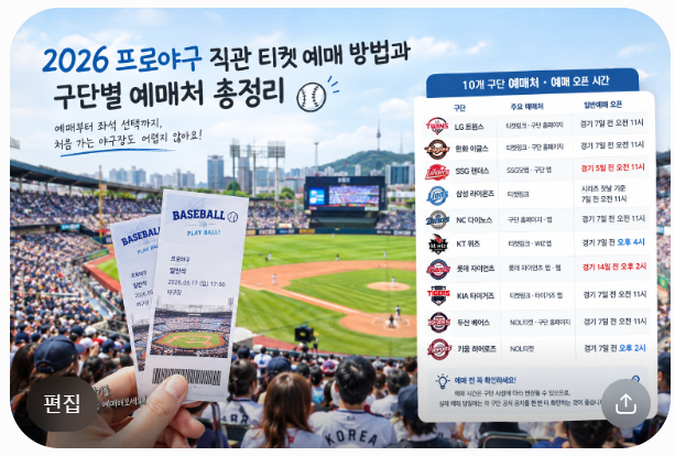 프로야구 직관 티켓 예매 방법과 구단별 예매처 총정리