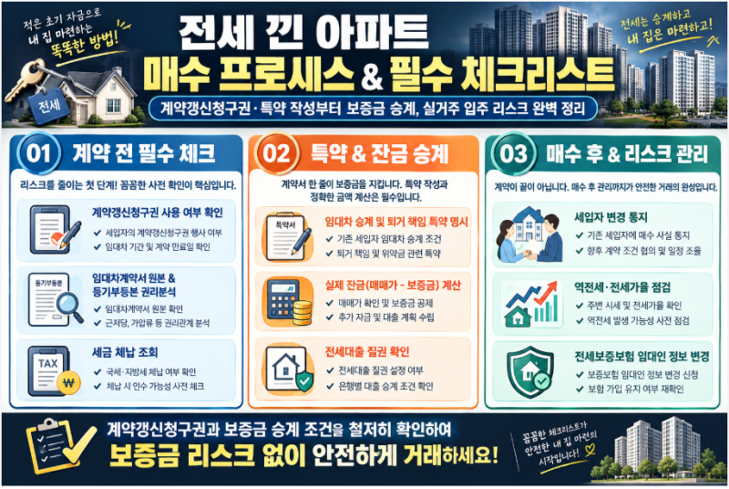 전세 낀 아파트 매매 절차 총정리! 실거주·갭투자 매수 전후 핵심 체크리스트