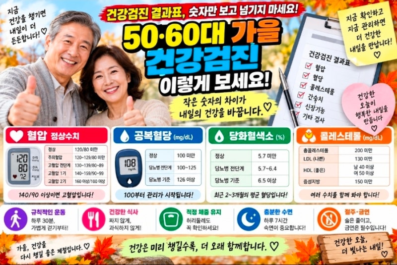“건강검진 결과표, 숫자만 보고 넘기지 마세요” 50·60대 혈압·혈당·콜레스테롤 보는 법