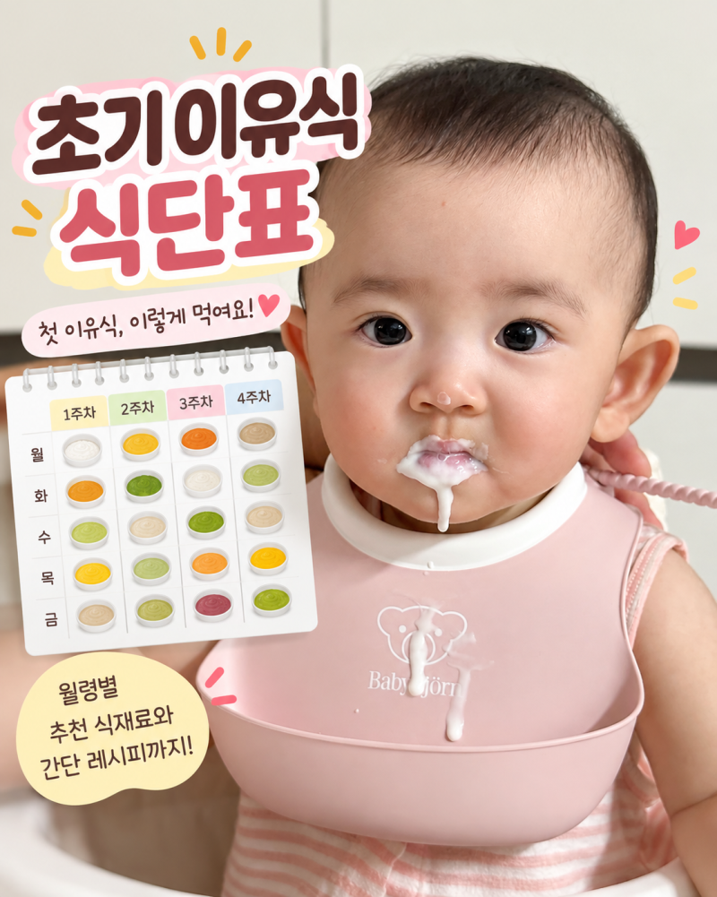 초기이유식 식단표 입자와 양부터 6개월 아기 스케줄까지 정리