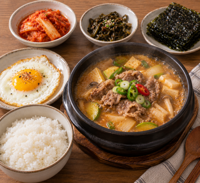 혼자 먹는 저녁도 제대로!15분 만에 차린 차돌된장찌개 한 상