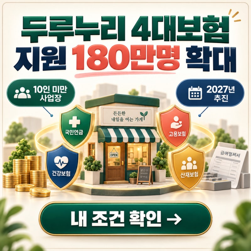 2027 두루누리 4대보험 지원 확대, 직원 10명 미만이면 받을 수 있을까