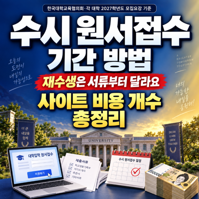 수시모집 원서접수 기간 방법, "재수생은 다릅니다" 사이트 비용 개수 총정리