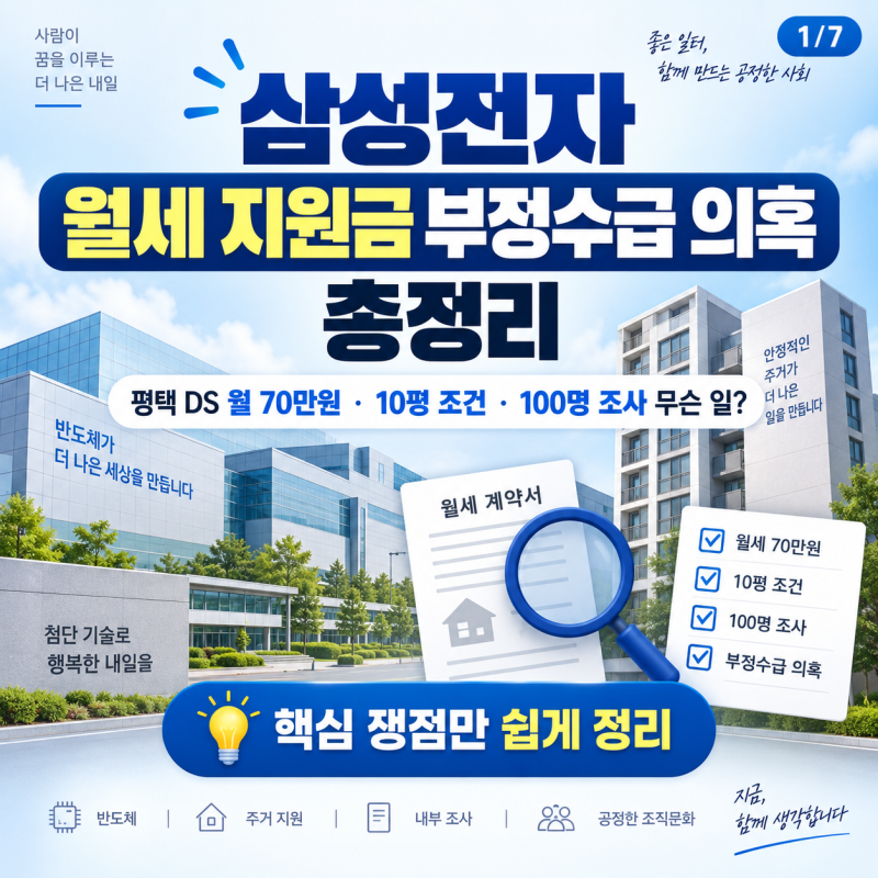 삼성전자 월세 지원금 부정수급 의혹 총정리｜평택 DS 월 70만원·10평 조건·100명 조사 무슨 ....