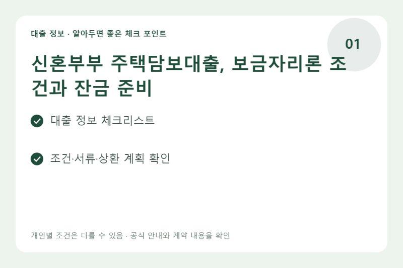 신혼부부 주택담보대출, 보금자리론 조건과 잔금 준비
