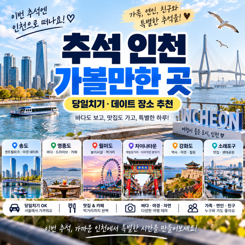 추석 인천 가볼만한 곳｜당일치기·데이트 장소 추천