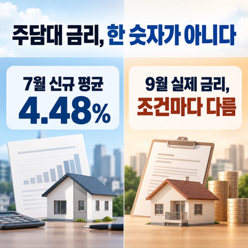 주담대 금리 2026년 9월, 7월 평균 4.48%와 지금 은행 금리가 다른 이유