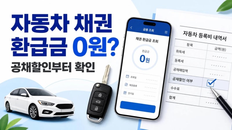 차 산 지 5년 넘었는데 자동차 채권 환급금이 0원이라면, 공채할인부터 확인