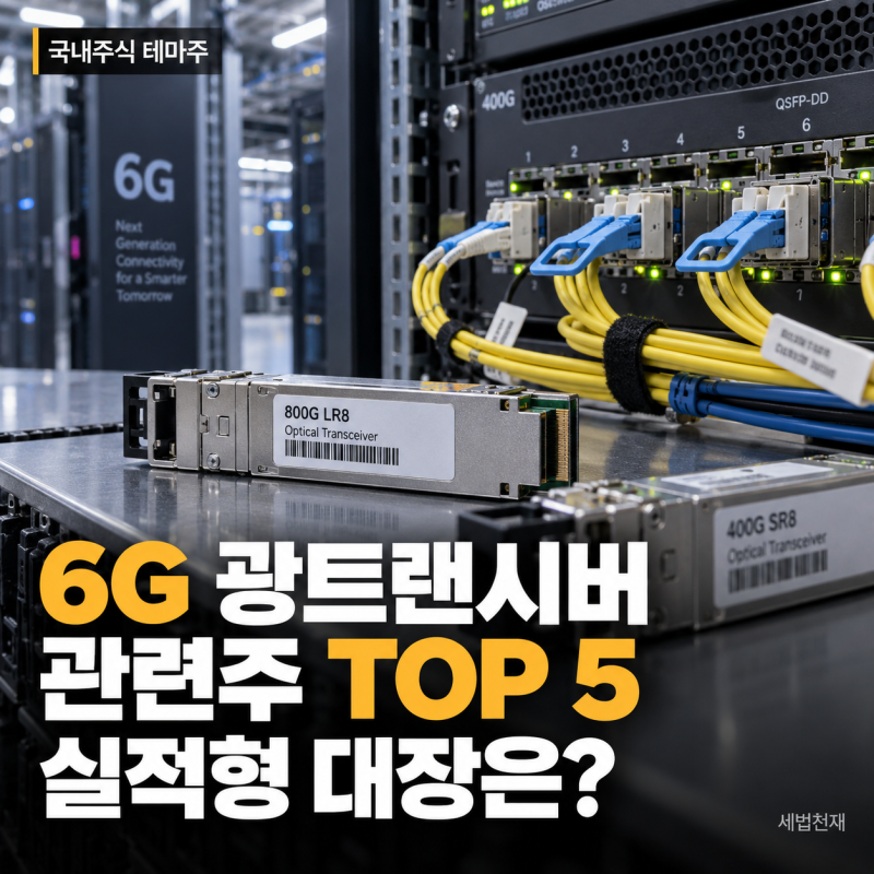 6G 광트랜시버 관련주 TOP 5, "30% 상한가" 빛과전자보다 실적형 대장은 따로 있나?