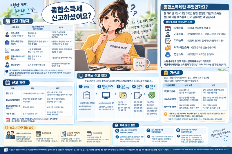 종합소득세 신고 방법 총정리: 신고 대상부터 홈택스 절차까지