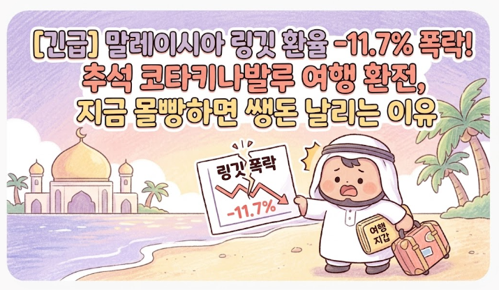 [긴급] 말레이시아 링깃 환율 -11.7% 대폭락! 추석 코타키나발루 여행 환전, 지금 몰빵하면 쌩....