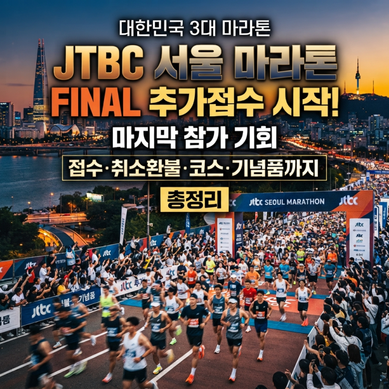 JTBC 서울 마라톤 FINAL 추가 접수 시작! 대한민국 3대 마라톤 마지막 참가 기회! 취소·환불·코....