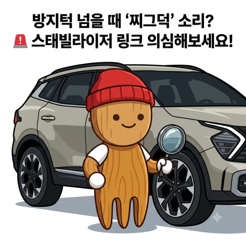 방지턱 넘을 때 '찌그덕' 소리? 스태빌라이저 링크 의심해보세요!