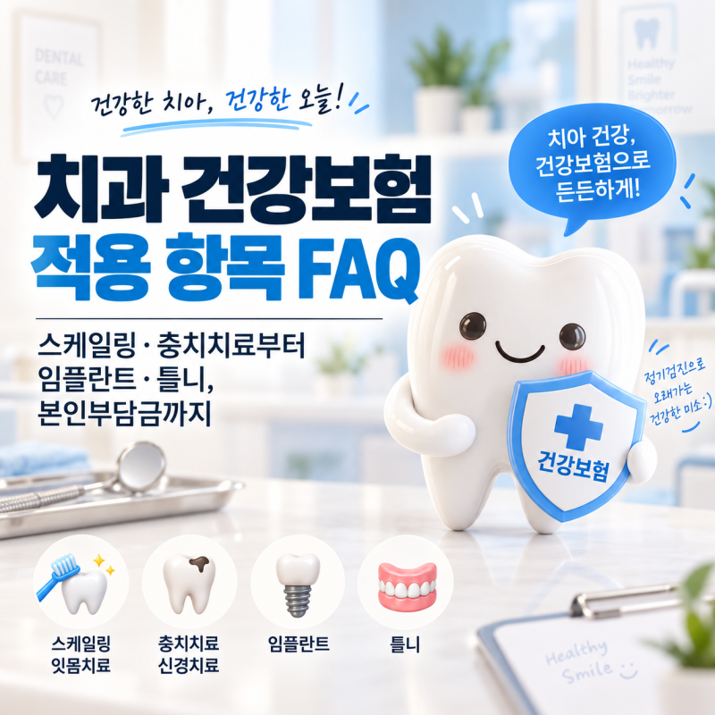 [일산미라클플란트치과] 치과 건강보험 적용 항목 FAQ｜스케일링·충치치료부터 임플란트·틀....