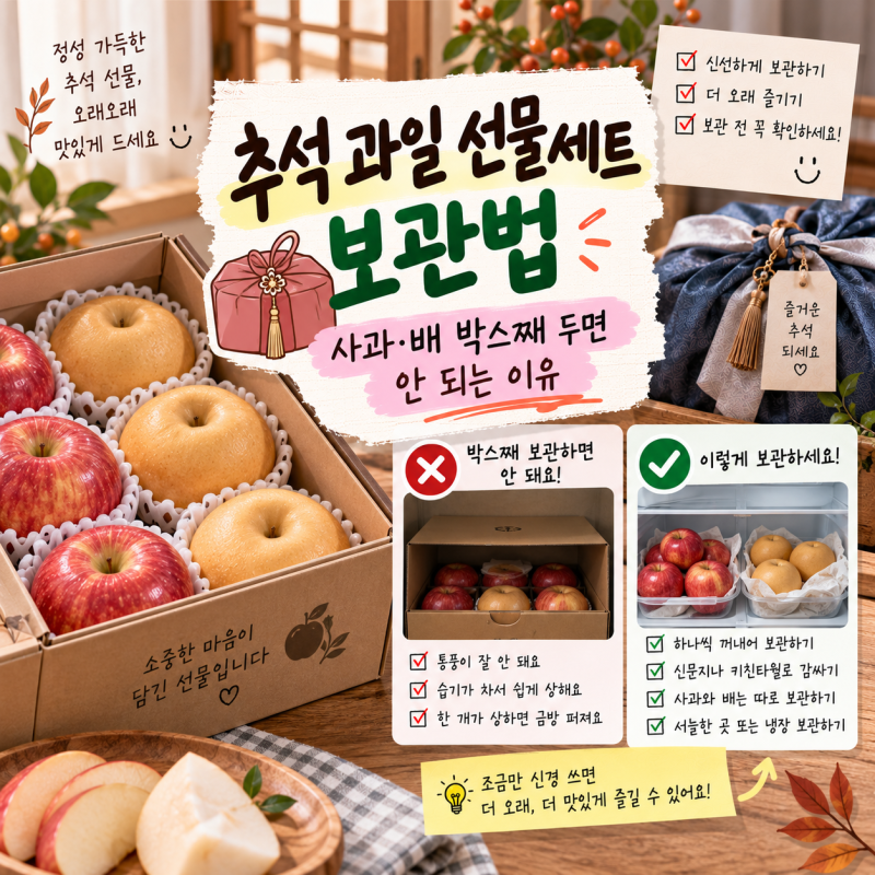 추석 과일 선물세트 보관법, 사과·배 박스째 두면 안 되는 이유