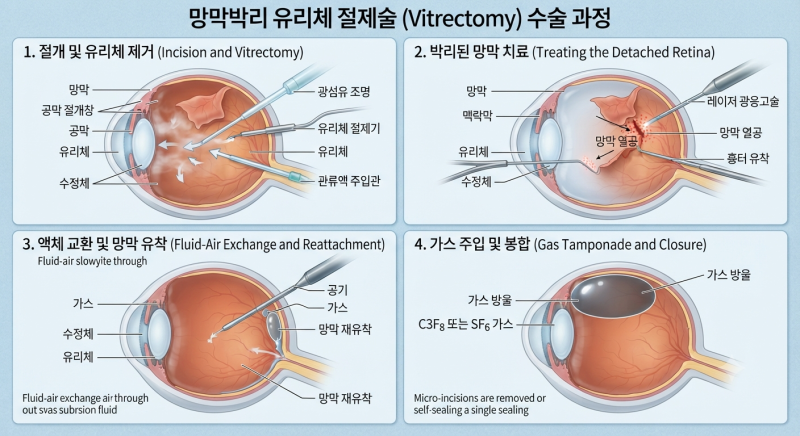 망막박리 유리체절제술 총정리｜수술 과정부터 엎드린 자세까지