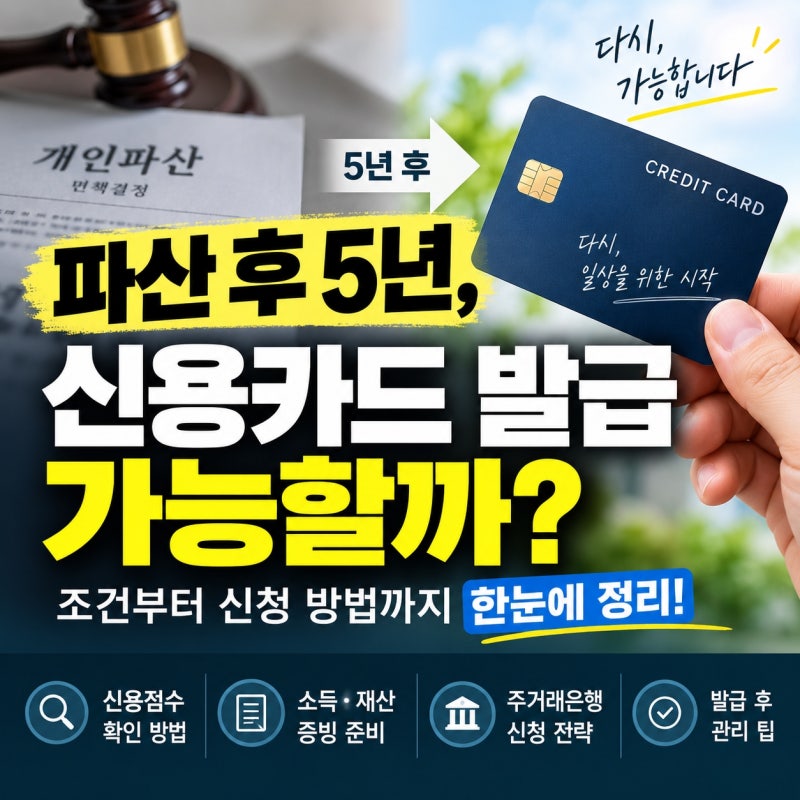 개인파산 면책 후 신용카드 만드는 방법, 5년 경과 후 꼭 확인할 조건