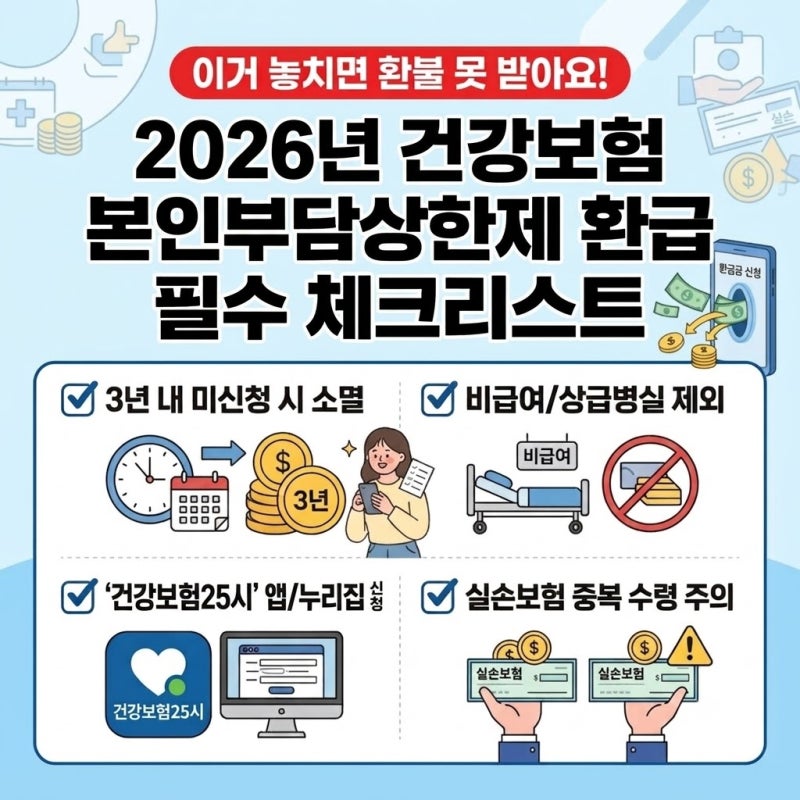 이거 놓치면 환불 못 받아요! 2026년 건강보험 본인부담상한제 환급 필수 체크리스트