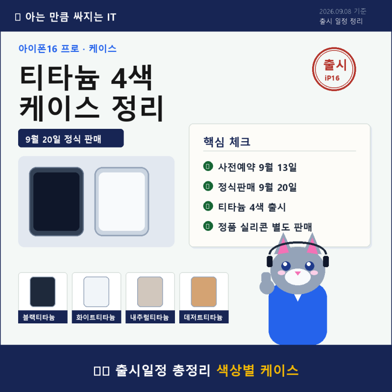 아이폰16PRO케이스 출시일 티타늄 4색 정품 실리콘 가격 정리
