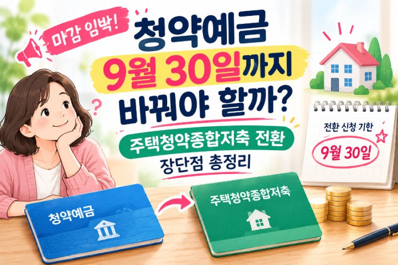 청약예금 9월 30일까지 바꿔야 할까? 주택청약종합저축 전환, 장단점 총정리
