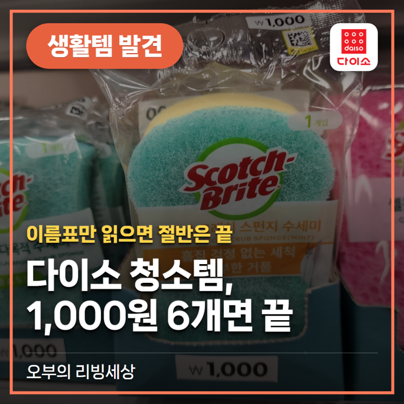 다이소 청소템 고민된다면 이거사세요, 1,000원짜리 6개면 끝 (수세미·틈새솔)