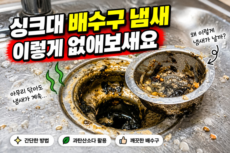 싱크대 배수구 냄새 제거, 과탄산소다로 물때·거름망 청소하는 법