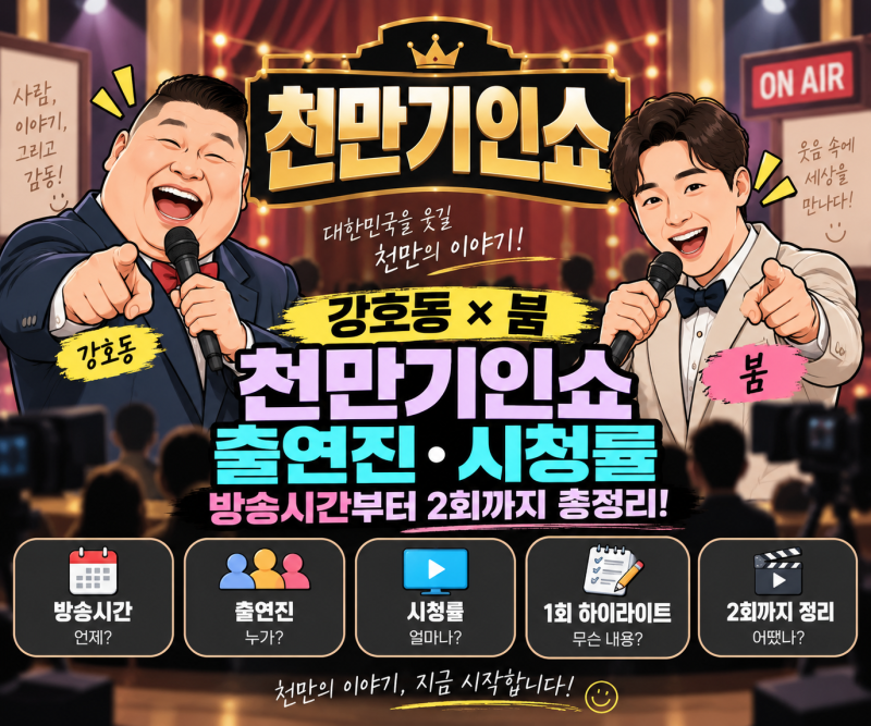 천만기인쇼 강호동 붐 출연진 시청률, 방송시간부터 2회까지 총정리