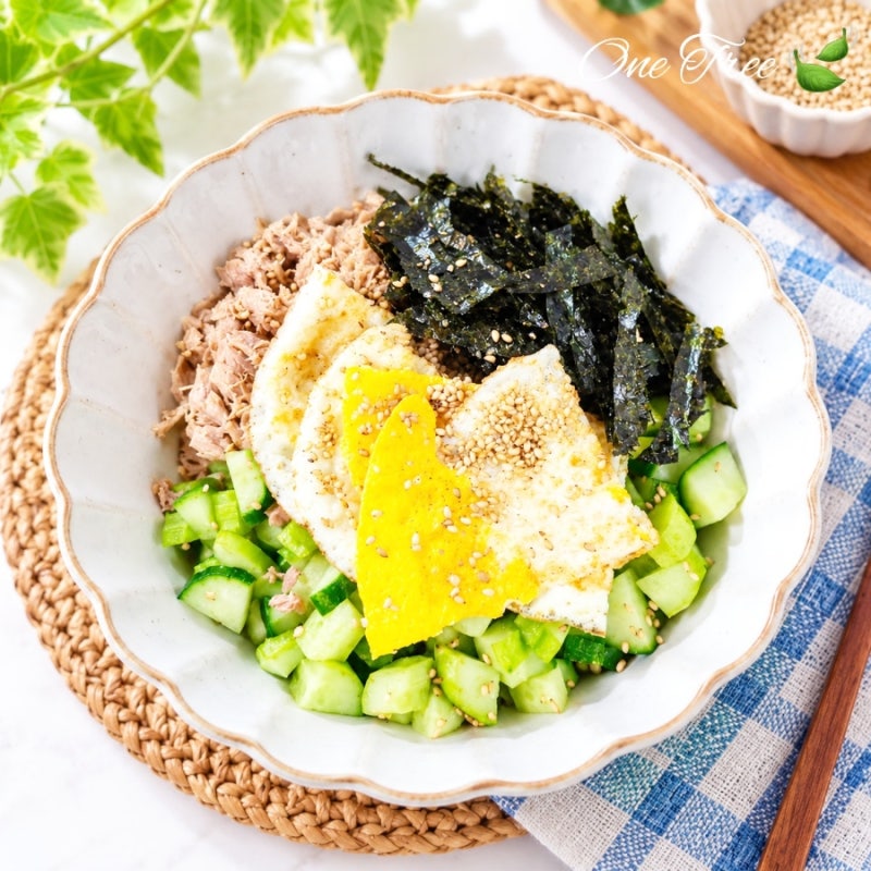오두비 레시피 참치 오이 두부 비빔밥 다이어트 식단 소스 만들기