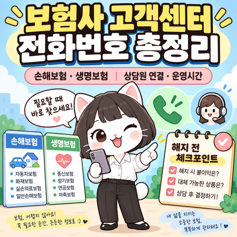 보험사 고객센터 전화번호 총정리│상담원 연결·운영시간·계약해지 ARS