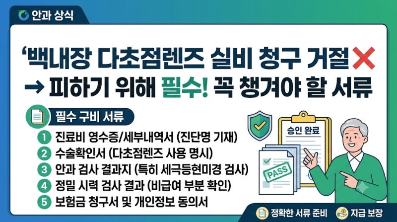 백내장 다초점렌즈 실비 청구 전 챙겨야 할 필수 서류 3가지