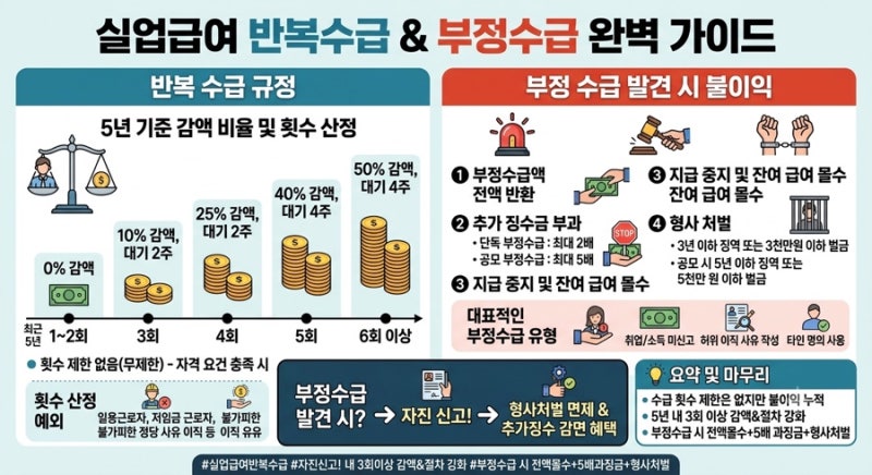 실업급여 20번 타먹어도 된다? 반복수급 페널티와 부정수급 전액 몰수 진실 총정리