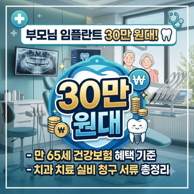 부모님 임플란트 30만 원대에 가능해요! 만 65세 이상 건강보험 적용 기준 & 치과 실비 청구 ....