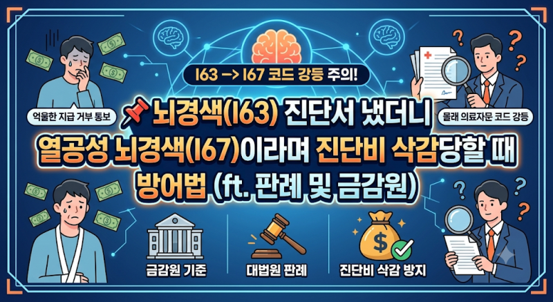 뇌경색(I63) 진단서 냈더니 열공성 뇌경색(I67)이라며 진단비 삭감당할 때 방어법