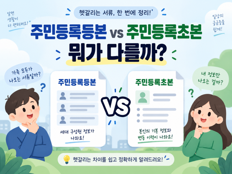 주민등록등본과 주민등록초본 차이, 어떤 걸 발급해야 할까?