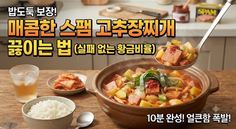 매콤한 스팸 고추장찌개 끓이는 법 (실패 없는 황금비율)