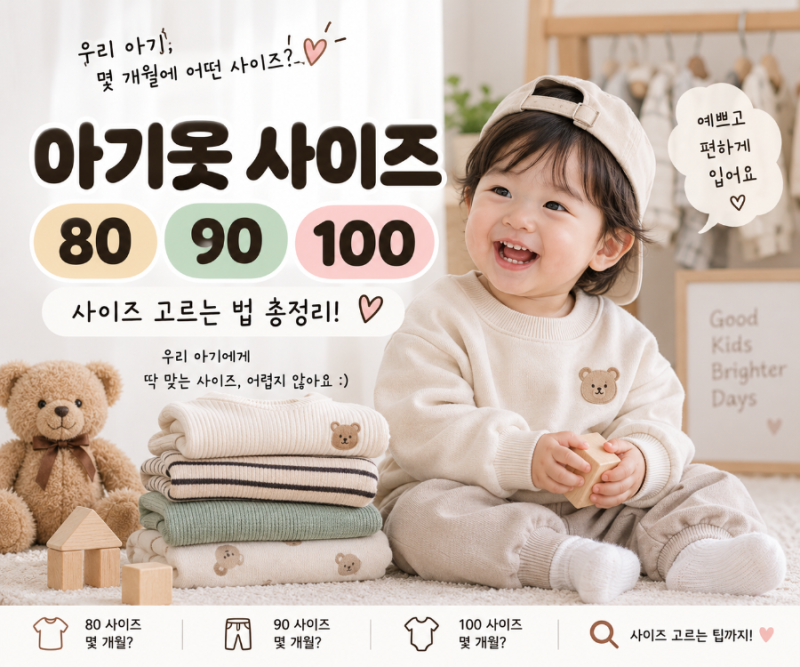 아기옷 사이즈 80 90 100 몇 개월? 아기옷 사이즈 고르는 법 정리