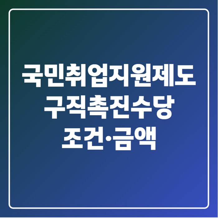 2026 국민취업지원제도 구직촉진수당 조건·금액 총정리, 모르면 300만원 날아갑니다