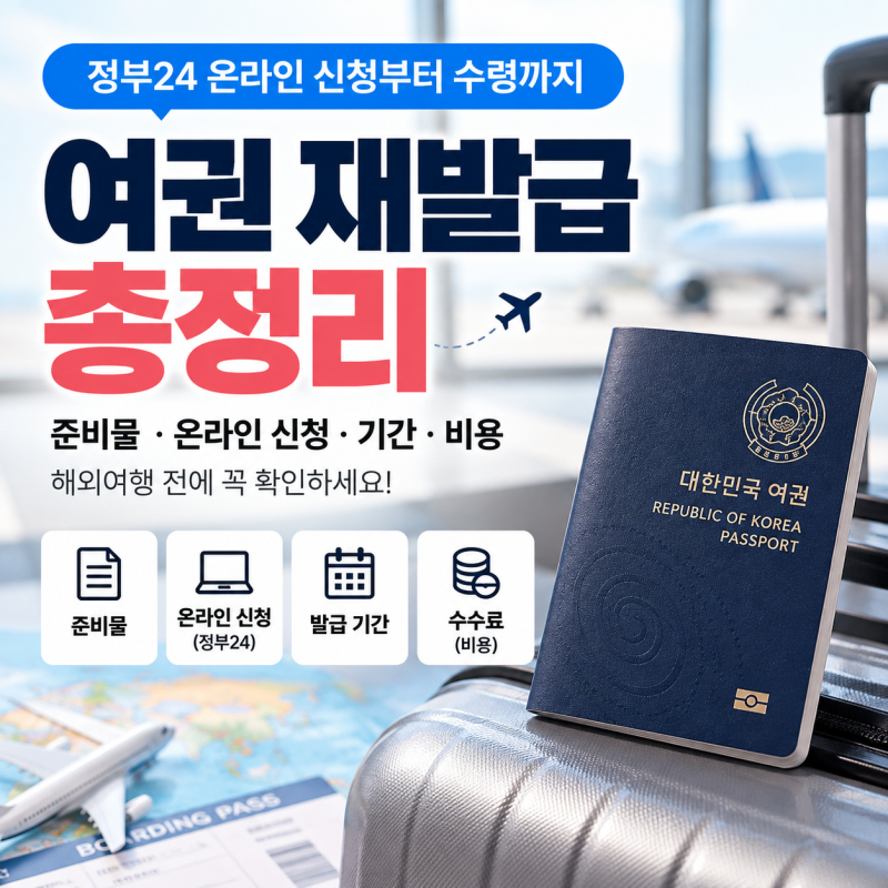 여권 재발급 준비물 총정리, 정부24 온라인 신청 방법·기간·비용까지