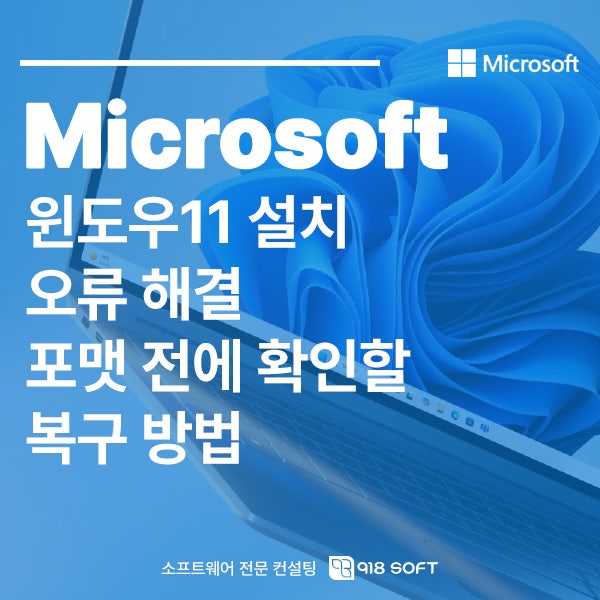 윈도우11 설치 오류 해결, 포맷 전 확인할 복구 방법