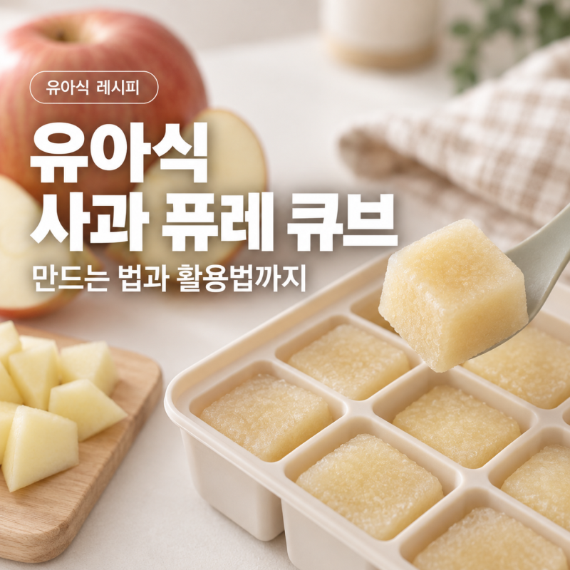 유아식에 활용하기 좋은 사과 퓨레 큐브 만드는 법 (22개월 아기)