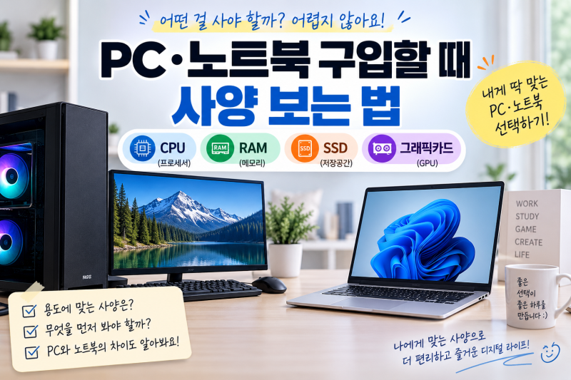 PC·노트북 사양 보는 법｜CPU·RAM·SSD·그래픽카드 쉽게 고르기